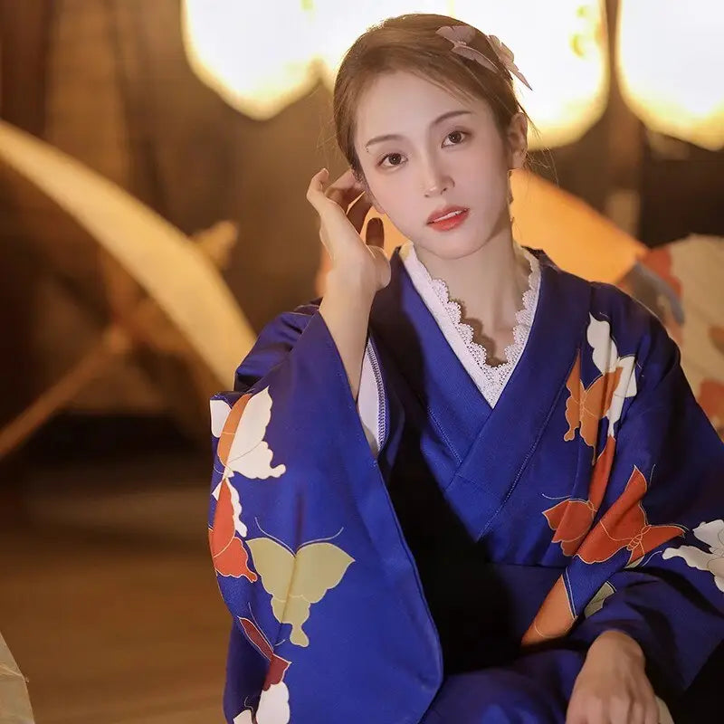 Butterfly Navy Blue Women’s Kimono